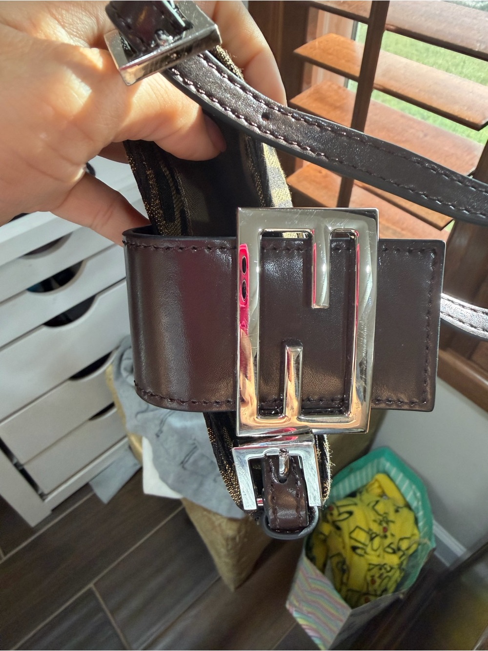 Fendi Brown Monogram Mini Baguette with Silver Buckle - Picture 4 of 4